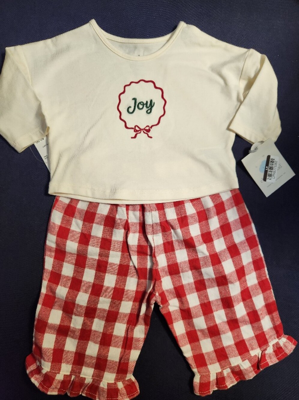 Cloud Island Baby Gingham Matching Set Red & Cream Size 0-3M NWT